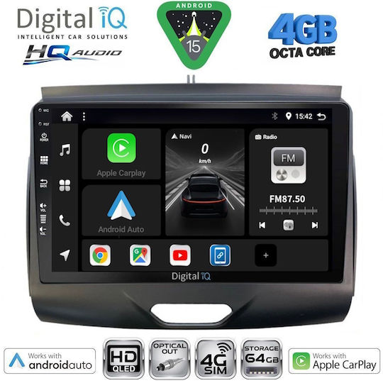 Digital IQ Car Audio System for Ford Ranger Mazda BT-50 2006-2011 Bluetooth USB WiFi GPS Apple CarPlay Android Auto with 9" Touch Screen
