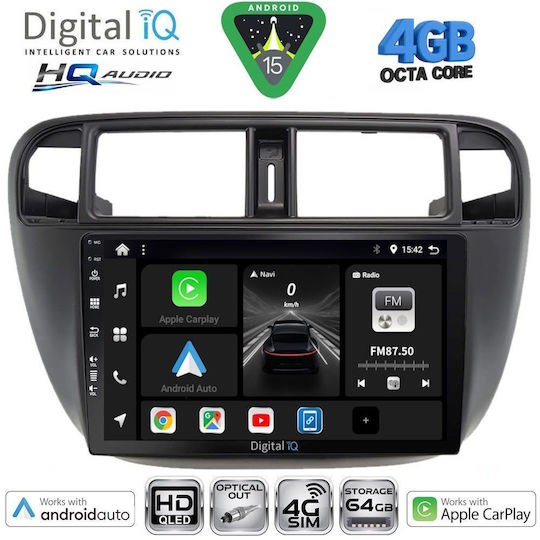 Digital IQ Car Audio System for Honda Accord 1998-2004 Bluetooth USB WiFi GPS Apple CarPlay Android Auto with 9" Touch Screen