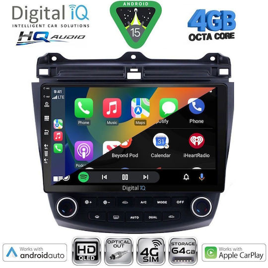 Digital IQ Car Audio System for Honda Accord 2003-2007 with Clima (Bluetooth/USB/WiFi/GPS/Apple CarPlay/Android Auto) with 10" Touch Screen