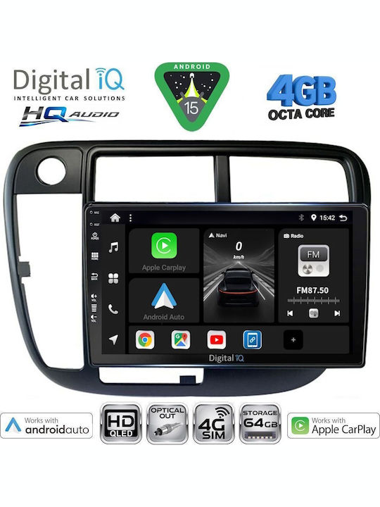Digital IQ Car Audio System for Honda Accord 1998-2004 Bluetooth USB WiFi GPS Apple CarPlay Android Auto with 9" Touch Screen