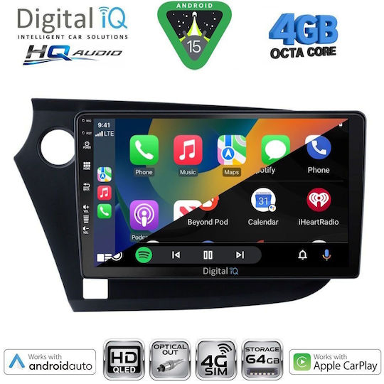 Digital IQ Ηχοσύστημα Αυτοκινήτου για Honda Insight 2009-2014 (Bluetooth/USB/WiFi/GPS/Apple-Carplay/Android-Auto) με Οθόνη Αφής 9"