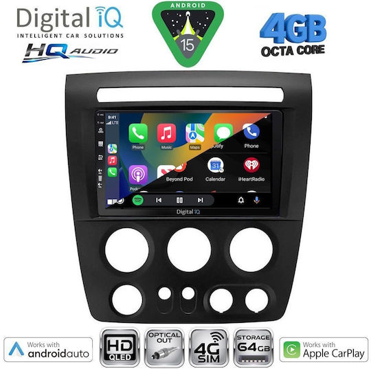 Digital IQ Car Audio System Hummer H2 2008-2009 Bluetooth USB WiFi GPS Apple CarPlay Android Auto with 9" Touch Screen