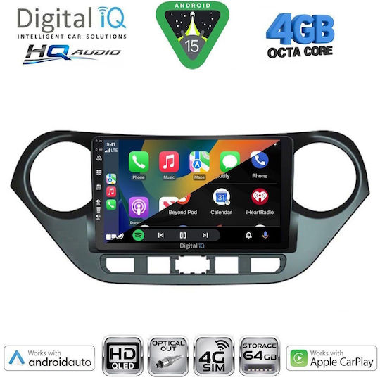 Digital IQ Ηχοσύστημα Αυτοκινήτου για Hyundai i10 2014-2020 (Bluetooth/USB/WiFi/GPS/Apple-Carplay/Android-Auto) με Οθόνη Αφής 9"