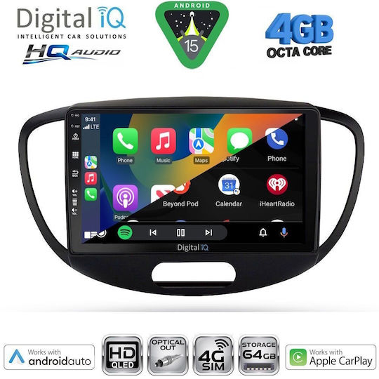 Digital IQ Ηχοσύστημα Αυτοκινήτου για Hyundai i10 2008-2013 (Bluetooth/USB/WiFi/GPS/Apple-Carplay/Android-Auto) με Οθόνη Αφής 9"
