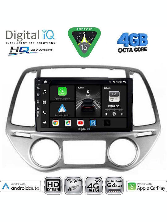 Digital IQ Car Audio System for Hyundai i20 2008-2014 (Bluetooth/USB/WiFi/GPS/Apple CarPlay/Android Auto) with 9" Touch Screen