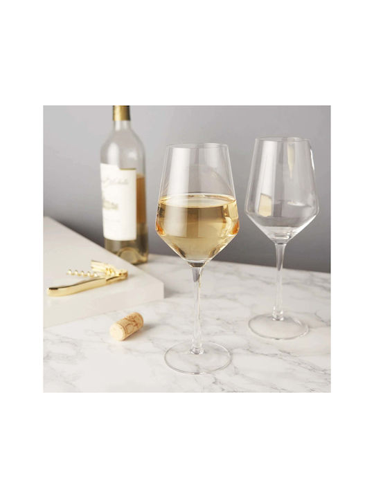 Viski Raye Angled Set of Glasses for White Wine Made of Crystal in White Colour 390ml 2 Pieces