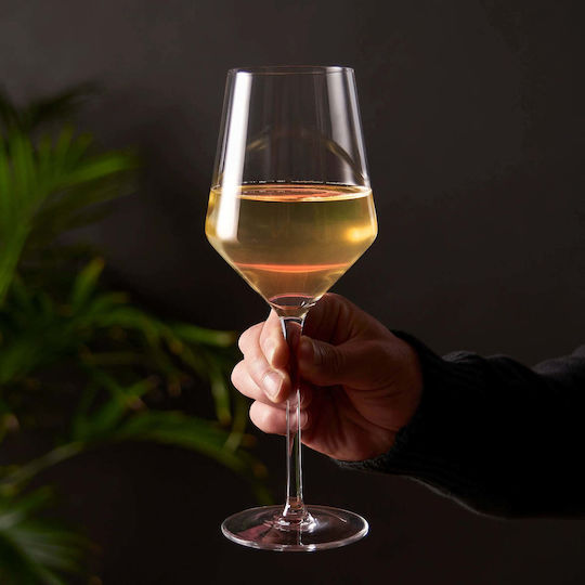 Viski Raye Angled Set of Glasses for White Wine Made of Crystal in White Colour 390ml 2 Pieces