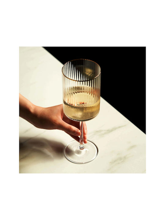 Viski Meridian Set Glasses for White Wine Made of Crystal in Gold Colour 470ml 2 Pieces