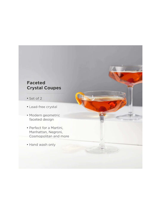 Viski Seneca Set Cocktail/Drinking Champagne Crystal Goblet Glasses 200ml 2 Pieces