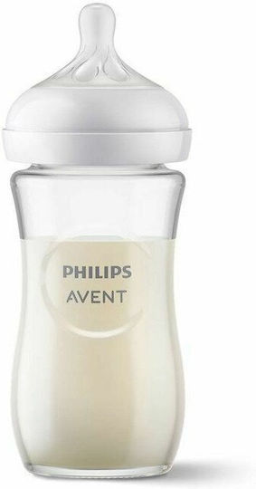Philips Set Biberoane din Sticlă Natural Anti-Colici cu Tetină din Silicon pentru 1+ Luni 240ml