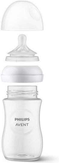 Philips Set Biberoane din Plastic Natural Anti-Colici cu Tetină din Silicon pentru 3+ Luni Alb 260ml