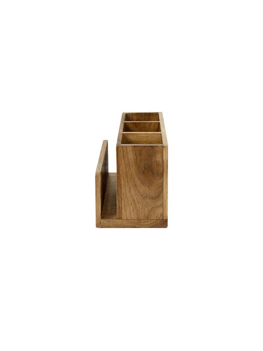 Cheffinger Cutlery Organizer Napkin Holder Natural Bamboo 4 Compartments Kitchen Brown