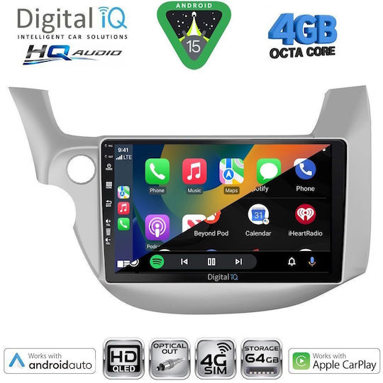 Digital IQ Car Audio System for Honda Jazz 2008-2012 Bluetooth USB WiFi GPS Apple CarPlay Android Auto with 10" Touch Screen