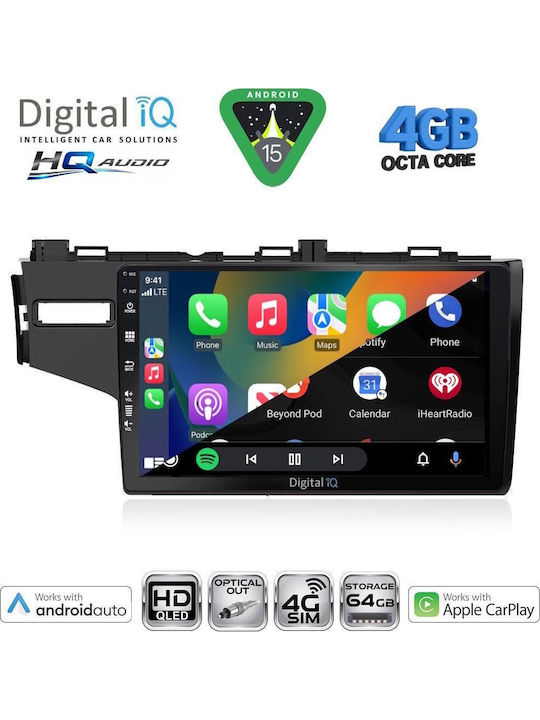 Digital IQ Car Audio System for Honda Jazz 2002-2008 with A/C Bluetooth USB WiFi GPS Apple CarPlay Android Auto with 9" Touch Screen