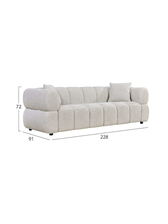 Canapea Cu Trei Locuri Ecru 220x88x85 cm