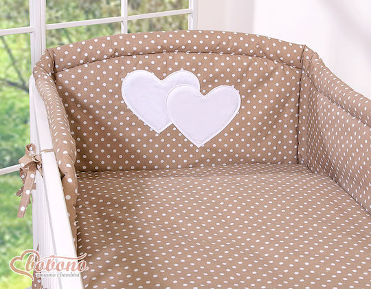 Bobono Baby Bettwäsche-Set Für Krippe Braun 3 Stück 3cz-120/herzen/584