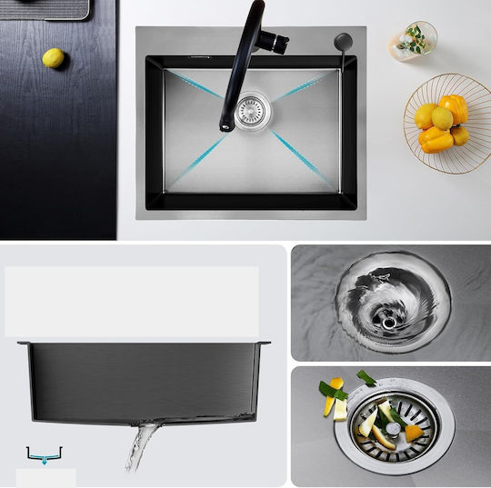 Υποκαθήμενος Νεροχύτης Inox Μ60xΠ50cm Γκρι