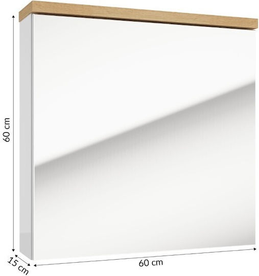 Deftrans Badezimmerspiegel mit Schrank 60x60cm Weiß