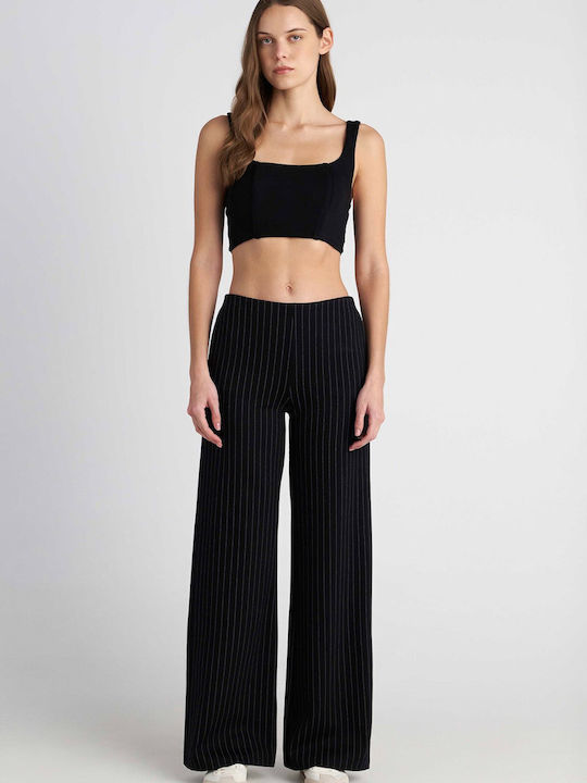 Bluza Damă Crop Top Cu Bretele Neagră