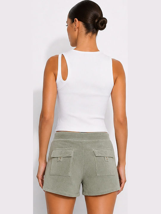 Women's Cotton Crop Top One Shoulder White