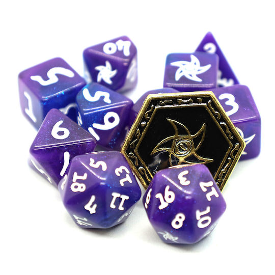 Elder Dice Astral Elder Sign Silver Key Polyhedral Set 10