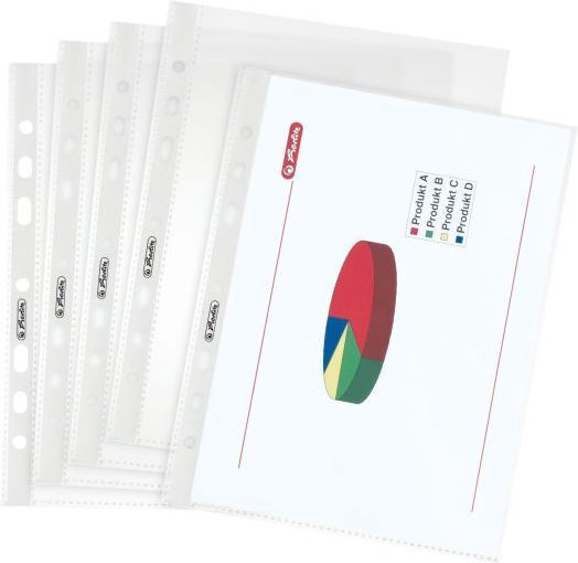 Herlitz A5 Textured Binder Pocket 100 Pieces Transparent Protective Sleeve A5 Top Opening