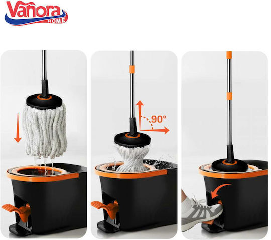 Vanora Kunststoff Mop Eimer mit Auswringer Schwarzer