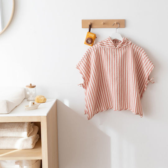 Bemini Kinder Strandponcho Baumwoll-Muslin Carmin Rosa 9-36 Monate 380beach45su