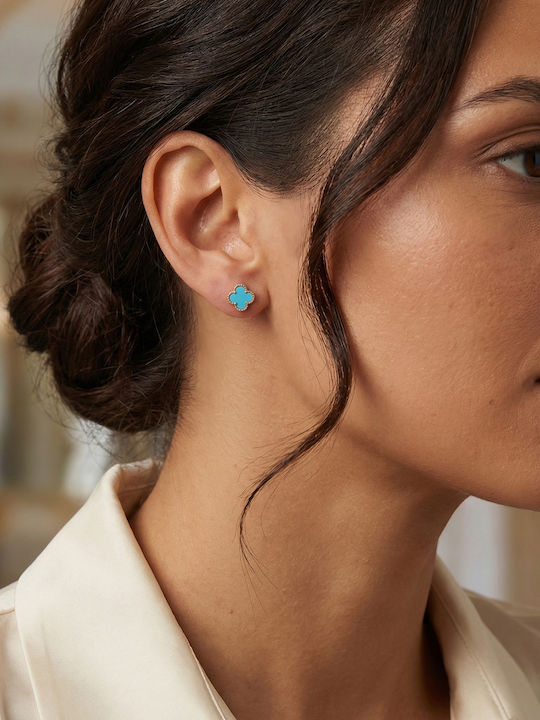 Kiriakos Gofas Gold Plated Silver Earrings with Turquoise Stones