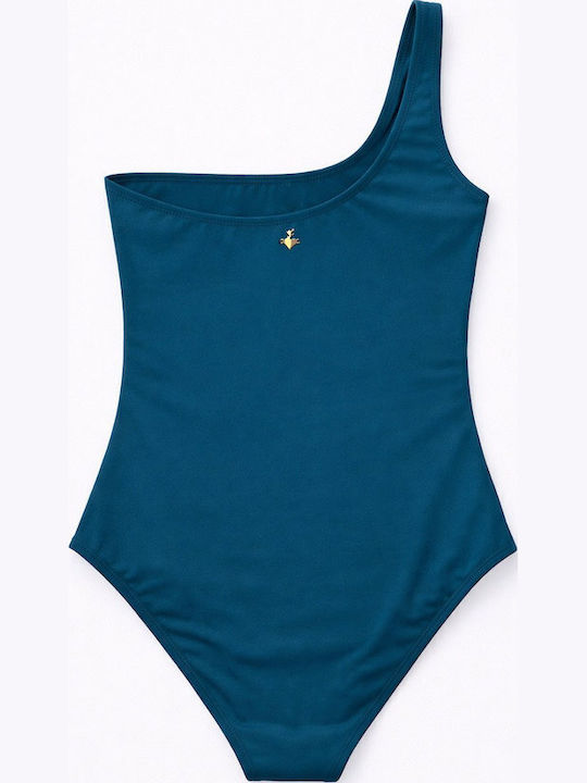 One Piece Swimsuit With One Shoulder Blue