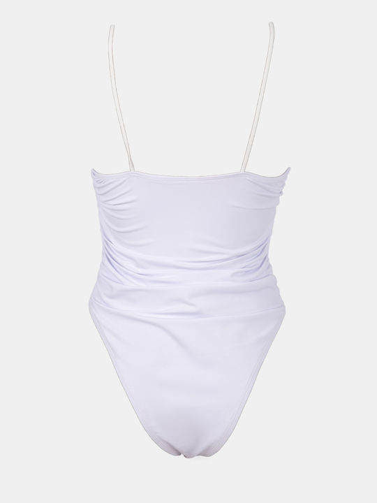 Strapless One Piece Swimsuit Shirring White Size S White