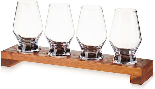 Viski Raye Set Whiskey Cognac Brandy Crystal Glasses 235ml 4 Pieces