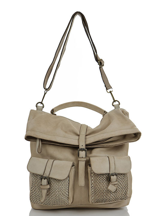 Geantă De Piele Dama Rucsac Taupe