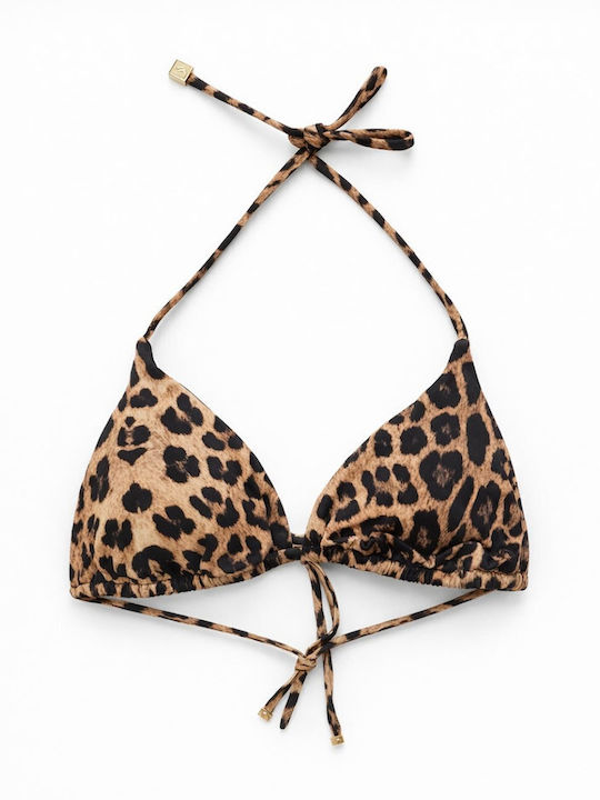 Bikini Τριγωνάκι με Ενίσχυση Animal Print Καφέ