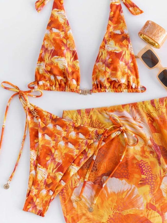 Set Bikini 3 Pieces Triangle Orange