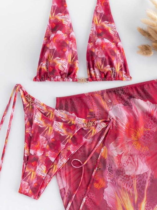 Set Bikini 3 Stücke Dreieck Rot