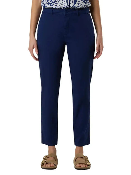 Damen Chino Hose Baumwoll-Set in Schlank Passform Blau