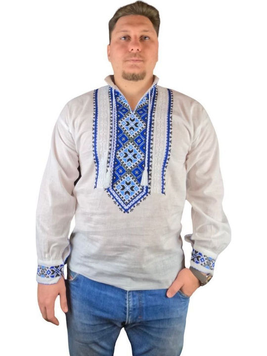 Тениска С Дълъг Ръкав Бяла/Синя