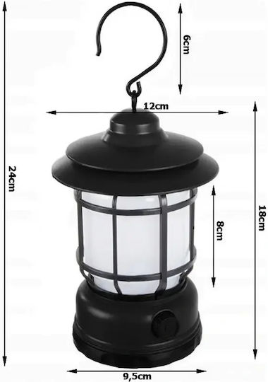 Verk Group Φανάρι Led Επαναφορτιζόμενο για Camping Μαύρο