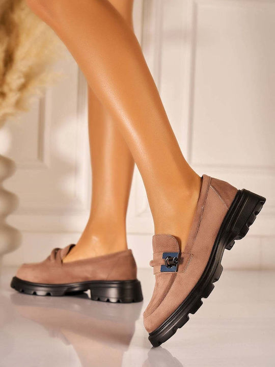 Mocasini Dama Din Piele În Culoare Kaki