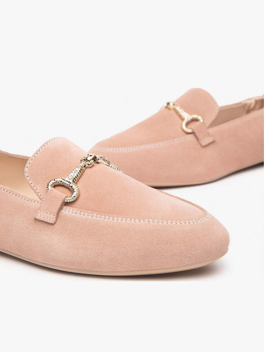 Leather Women's Moccasins In Pink Colour