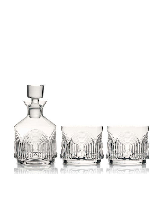 Viski Beau Stacking Crystal Whiskey Serving Decanter with Stopper and Gold Glasses 325ml
