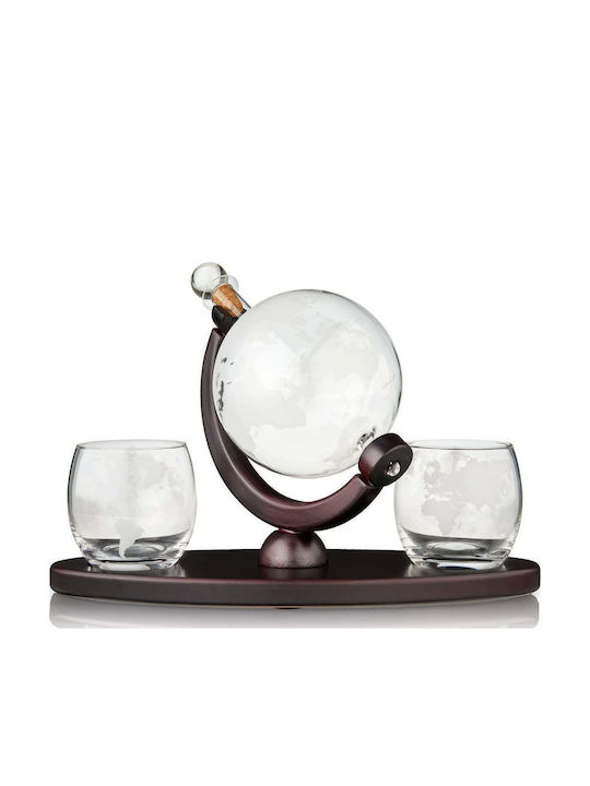 Viski Globe Glass Whiskey Serving Decanter with Stopper and Glasses 355ml