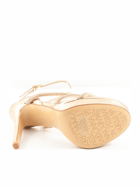 Damen Sandalen mit Strass Gold Leder