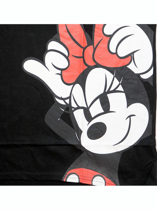 Disney Καλοκαιρινό Βαμβακερό Γυναικείο Νυχτικό Μαύρο Minnie Mouse