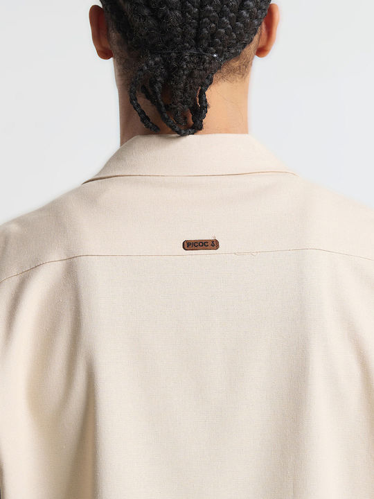 Short Sleeve Shirt in Wide Line Beige