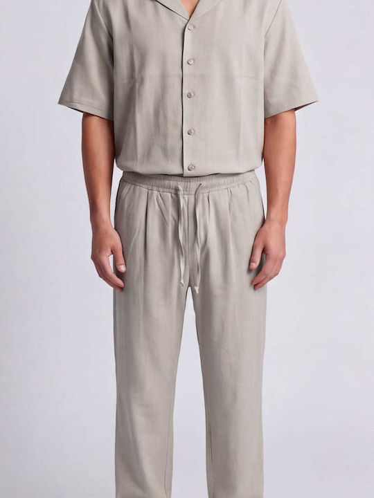 Μακρυμάνικo Λινό Overshirt σε Φαρδιά Γραμμή Sand