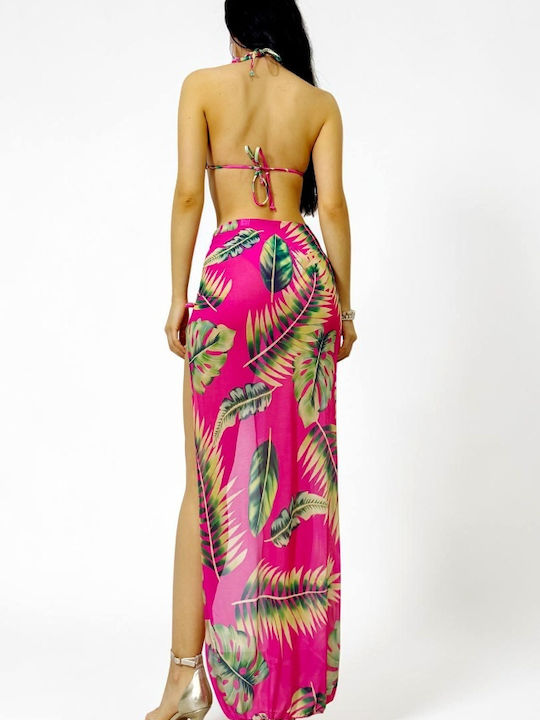 Set Bikini 3 Τεμαχίων Τριγωνάκι Floral Fuchsia