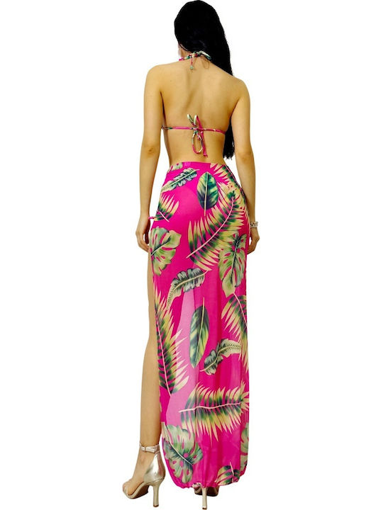 Set Bikini 3 Τεμαχίων Τριγωνάκι Floral Fuchsia