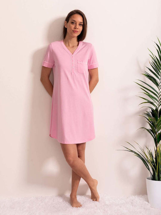 Sofiaman Sofiaman Sommer Baumwoll Nachthemd Rosa